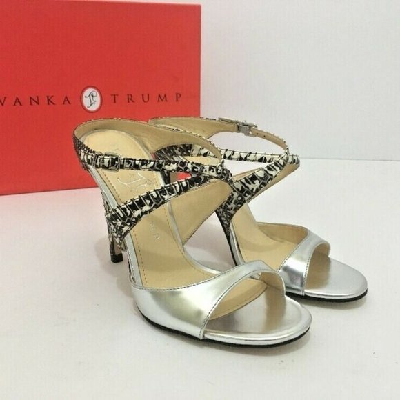 🆕Ivanka Trump Open Toe Crisscross Heel Mule Snake - Picture 2 of 8